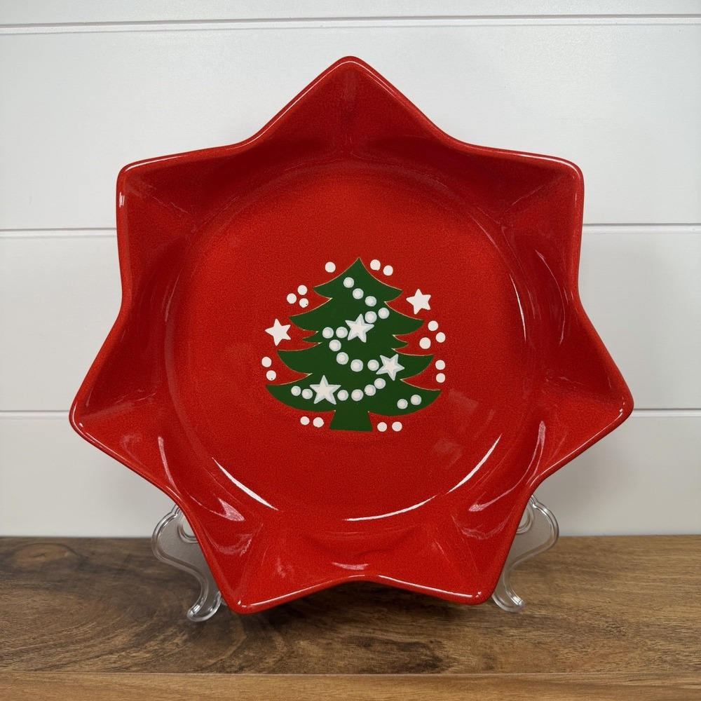 Waechtersbach VTG West Germany Star Serving Bowl Christmas Tree Red Vintage